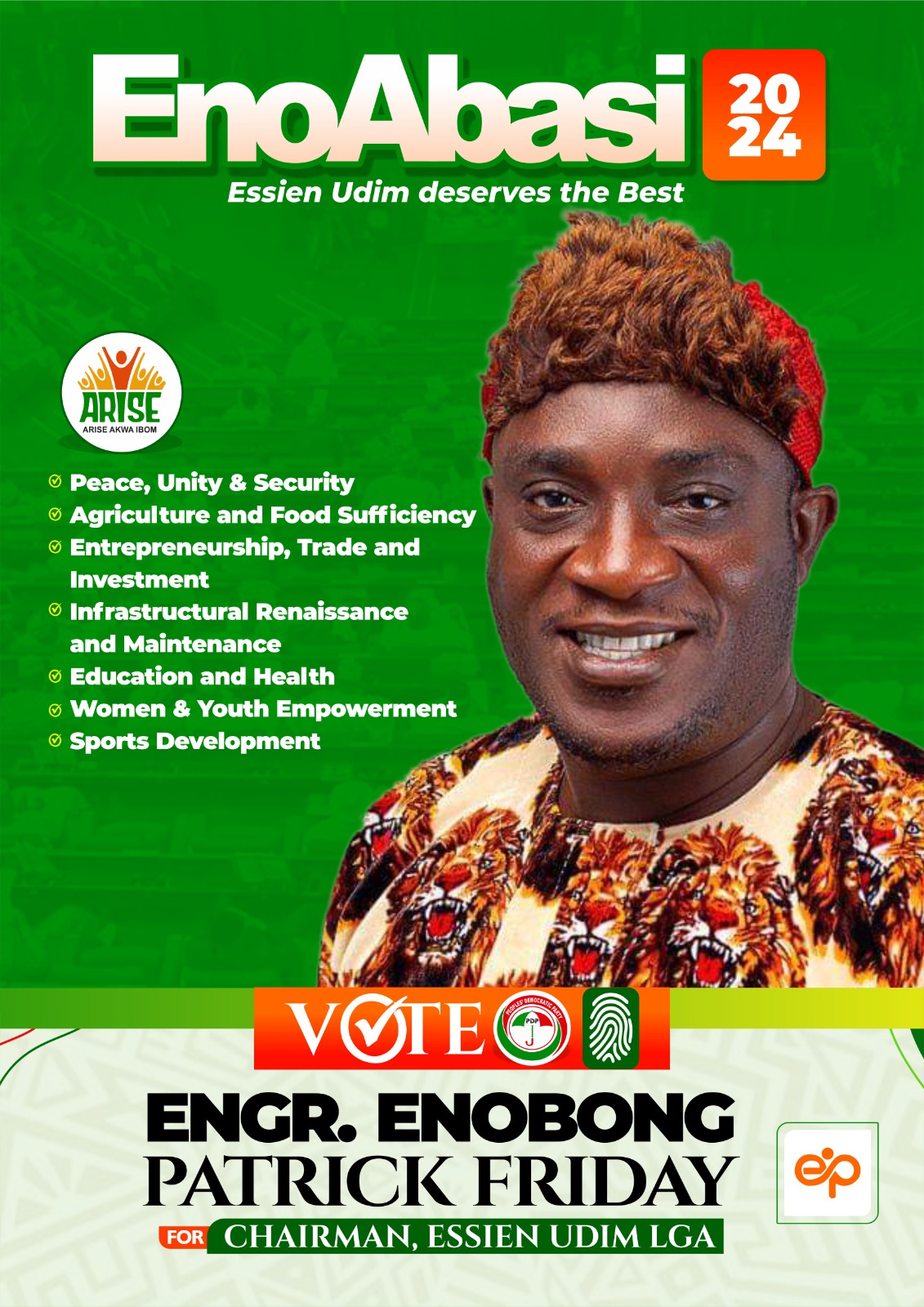 Vote Engr. Enobong Patrick  Friday for Chairman, Essien Udim LGA