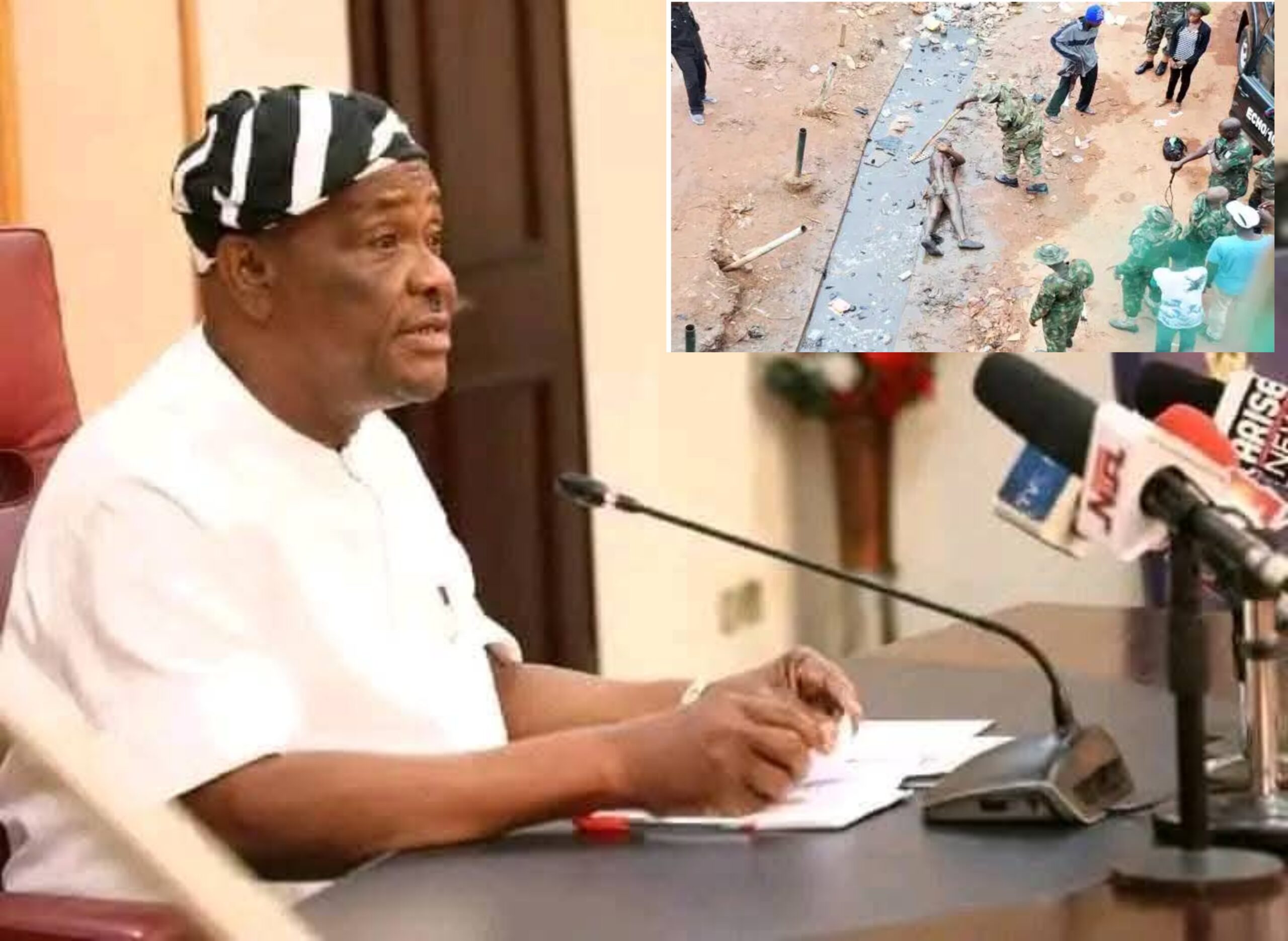 Soldiers Flog Wike’s Men Mercilessly While Trying To Demolish Mansion In Abuja.