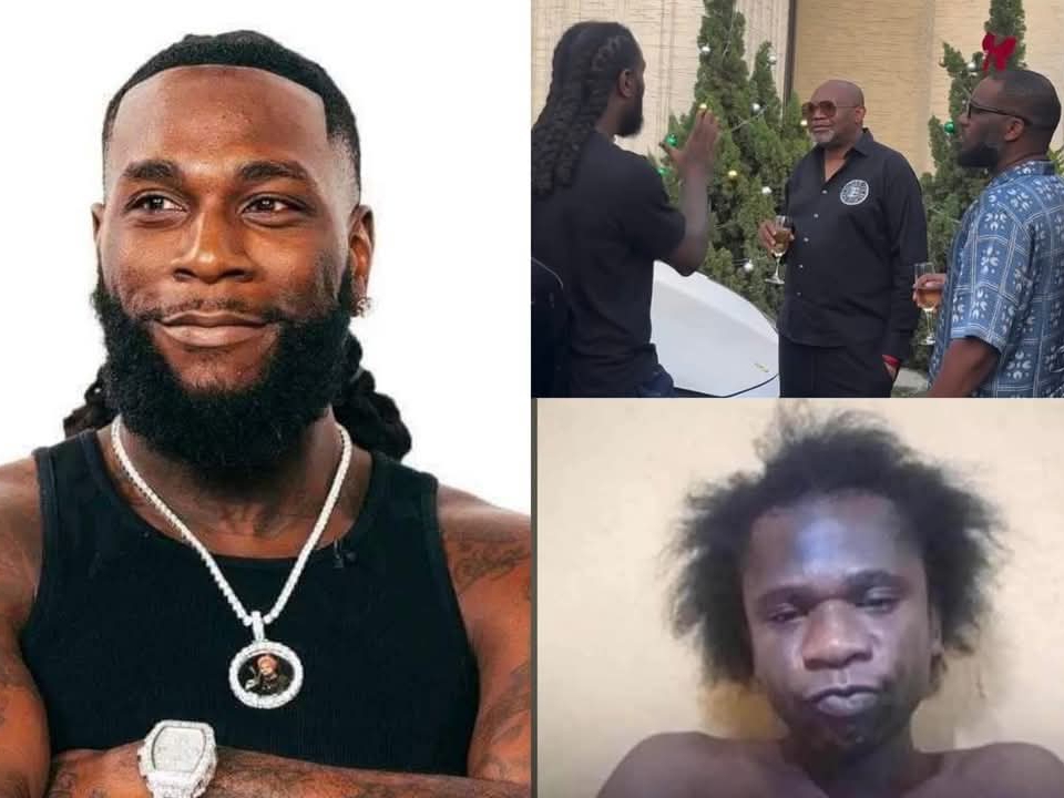 Burna Boy reacts after hosting Jay-Jay Okocha and Don Pablo at his home.