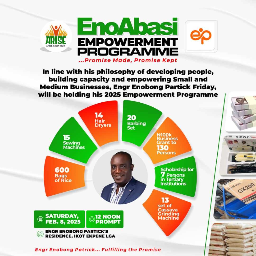 Essien Udim: Engr Enobong Partick to Hold Empowerment Programme Feb 8